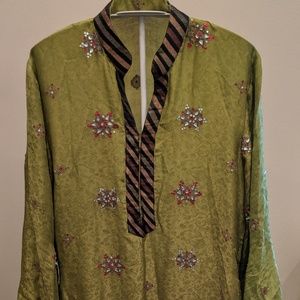 Pakistani Mehndi Green Long Kameez Churidar Suit